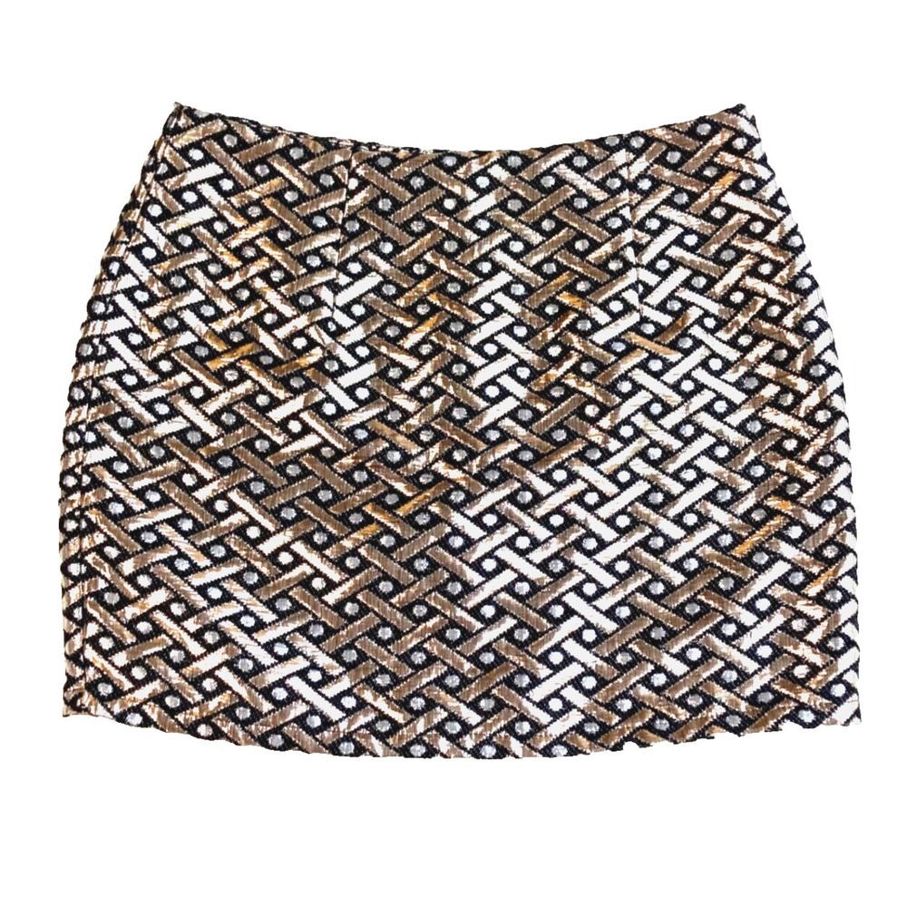 Ya Los Angeles Metallic Gold Going Out Glam Rave Party‎ Skirt Women S M 29x14
